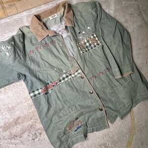 Vintage Green Embroidered Women's Jacket